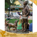 Outdoor Modern Life Size Standing man with His Dog Bronze Sculpture CLBSN-C001A
